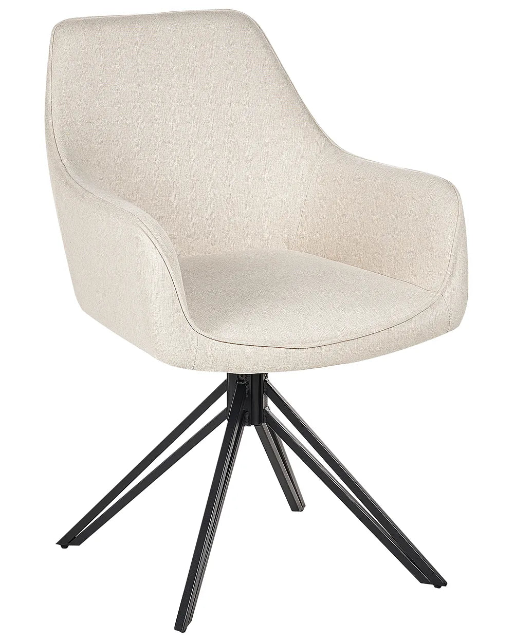 Set of 2 Dining Chairs Swivel Fabric Light Beige Maggie