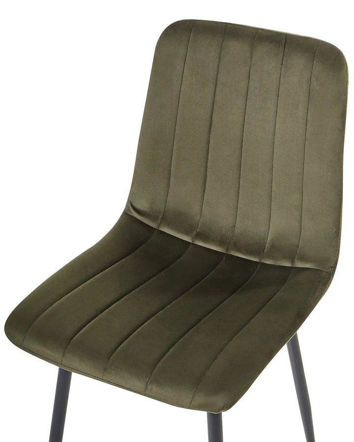 Set of 4 Dining Chairs Velvet Olive Green Brelle