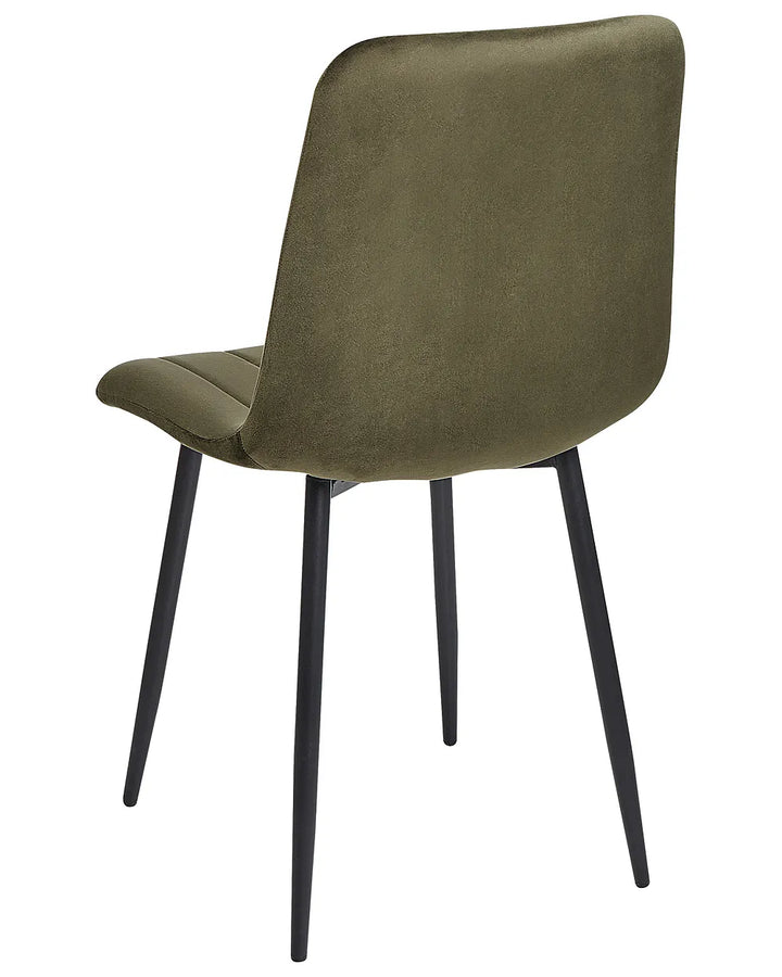 Set of 4 Dining Chairs Velvet Olive Green Brelle