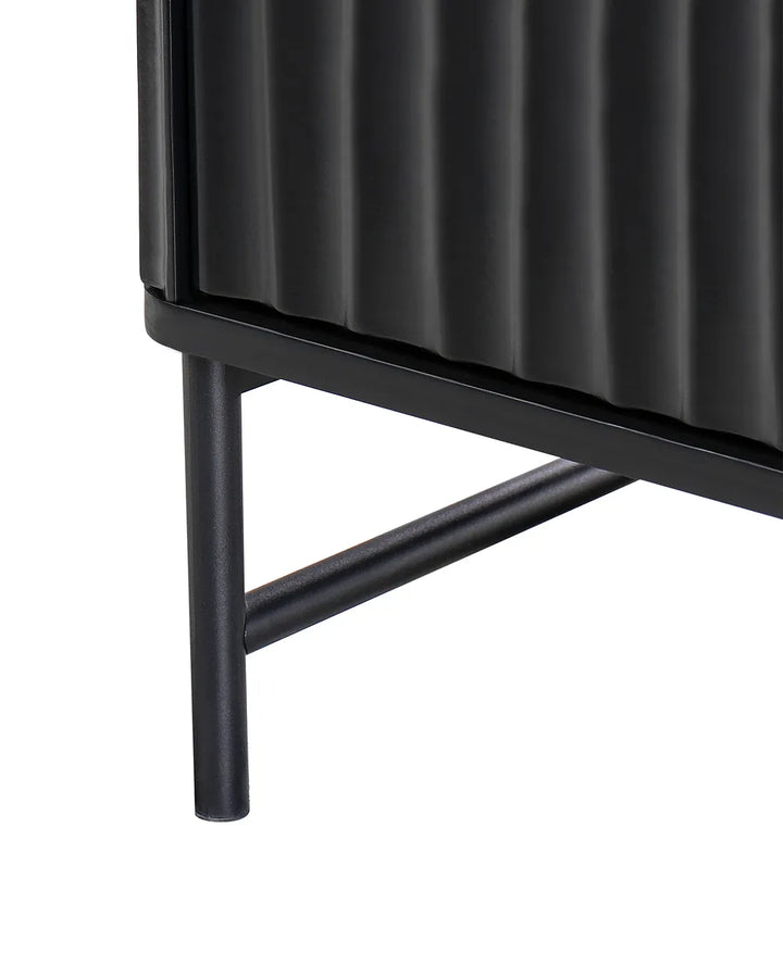 2 Drawer Bedside Table Marble/ Black Catris