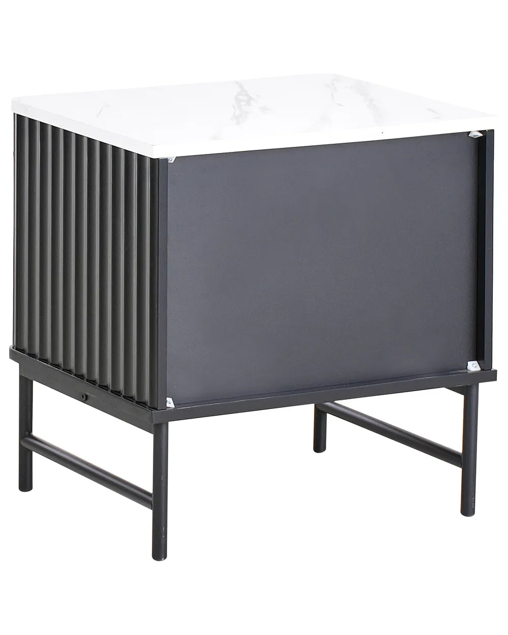 2 Drawer Bedside Table Marble/ Black Catris