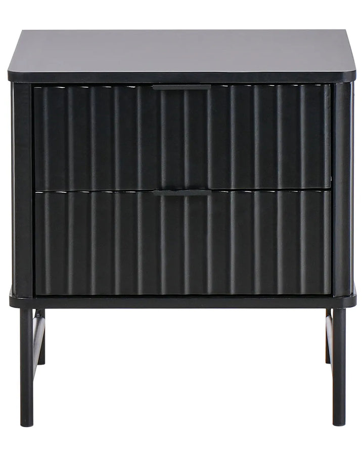 2 Drawer Bedside Table Black Catris