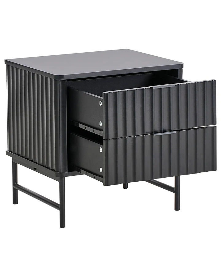 2 Drawer Bedside Table Black Catris