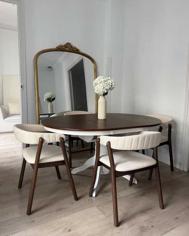 Set of 2 Dining Chairs Fabric Off-White/Dark Brown Irish