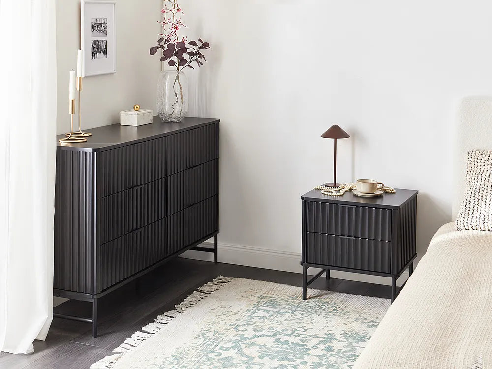 2 Drawer Bedside Table Black Catris