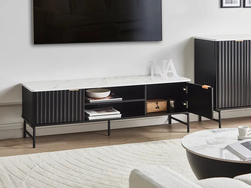 TV Stand Marble/ Black Catris