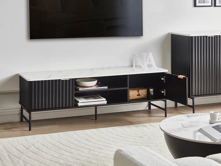 TV Stand Marble/ Black Catris