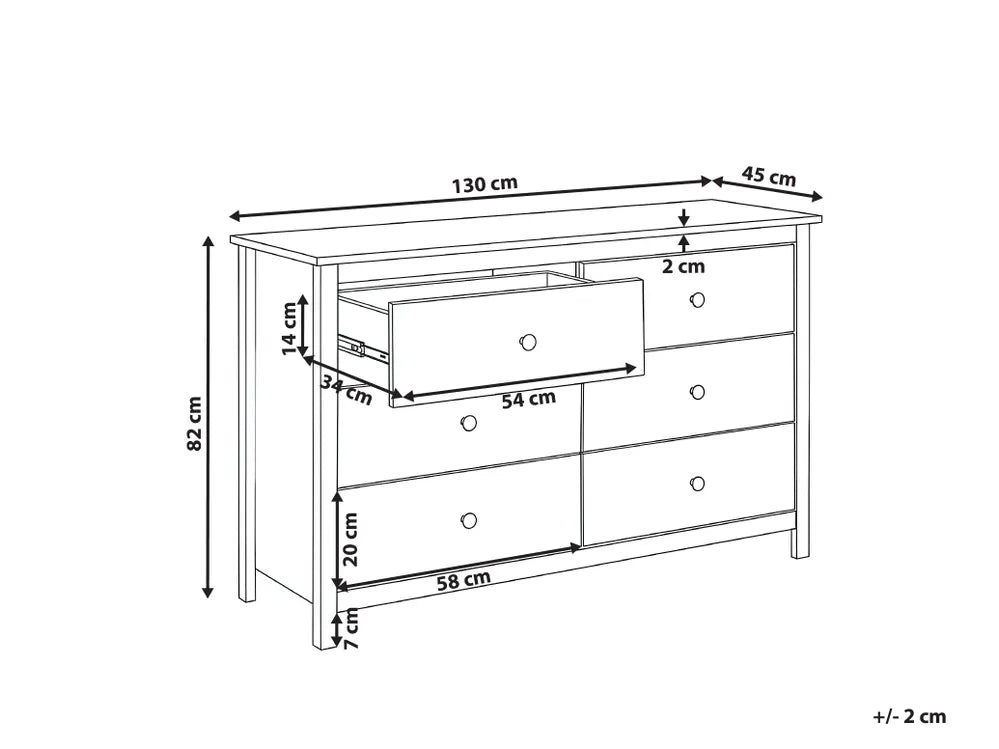 6 Drawer Chest Pine Wood Green Ademara