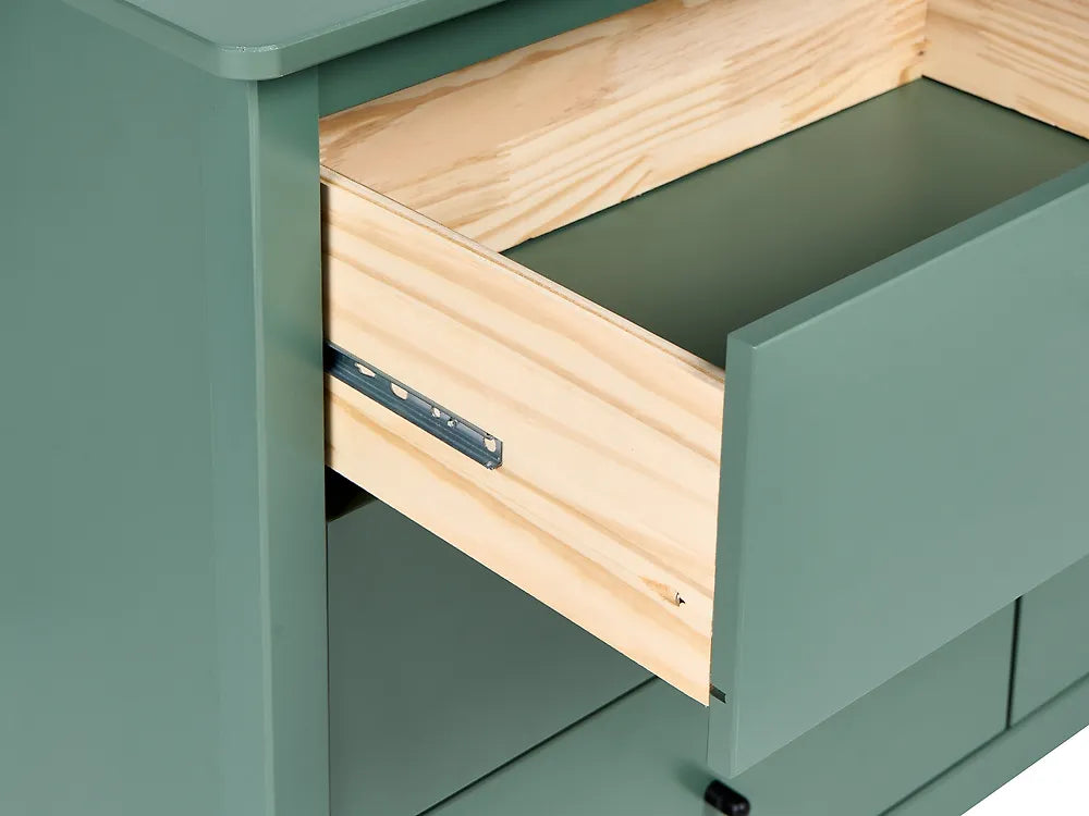 6 Drawer Chest Pine Wood Green Ademara