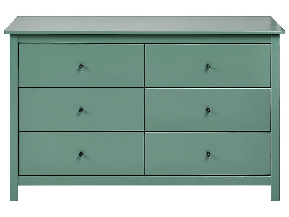 6 Drawer Chest Pine Wood Green Ademara
