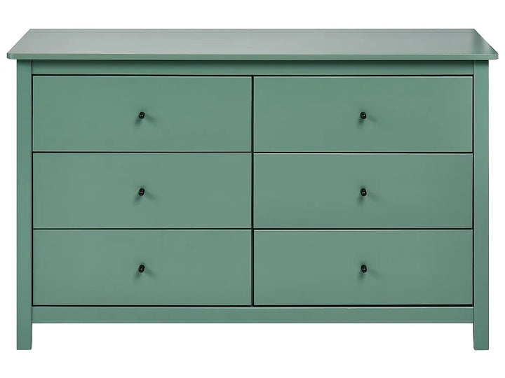 6 Drawer Chest Pine Wood Green Ademara