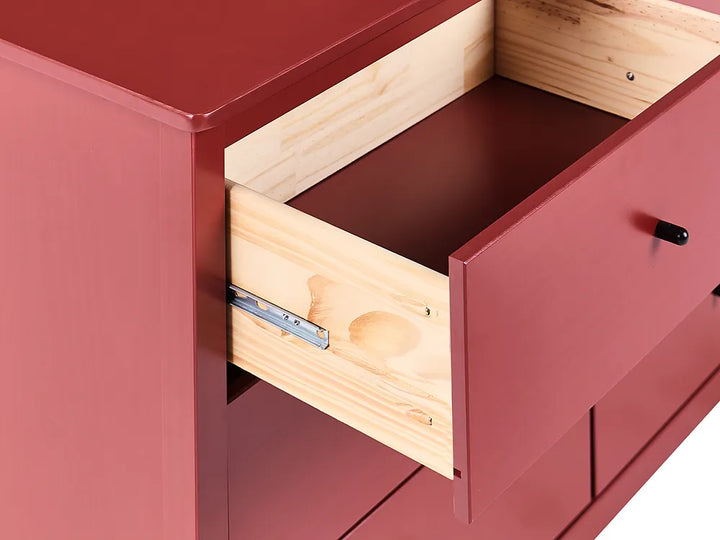 6 Drawer Chest Pine Wood Burgundy Ademara