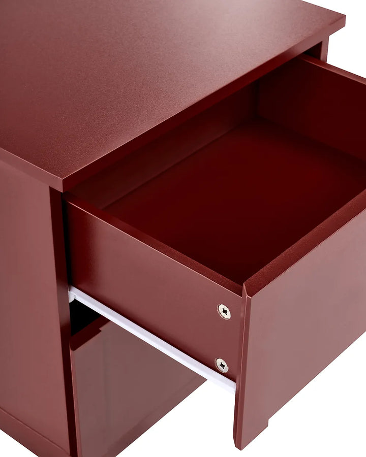 2 Drawer Bedside Table Burgundy Havya