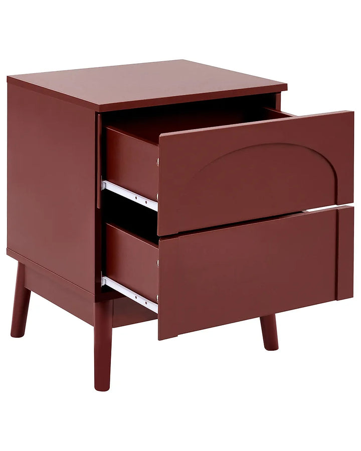 2 Drawer Bedside Table Burgundy Havya