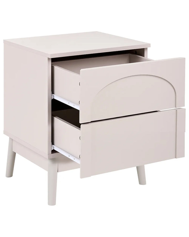 2 Drawer Bedside Table Light Beige Havya