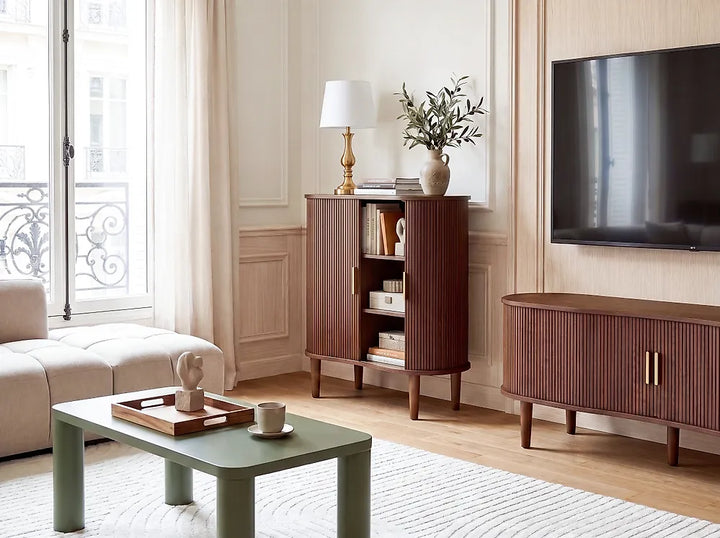 Modern dark brown sideboard with cabinet storage