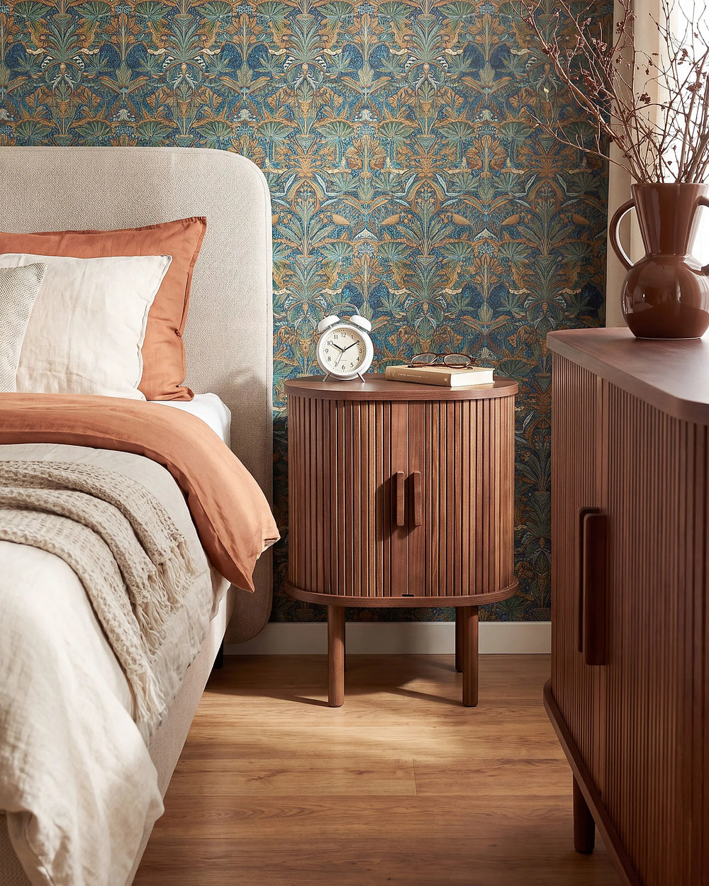 Modern dark brown bedside cabinet