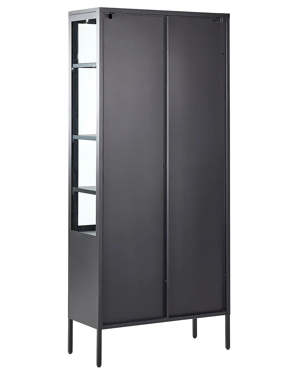 14/04/2027 Glass Display Cabinet 80 cm Metal Black Luper