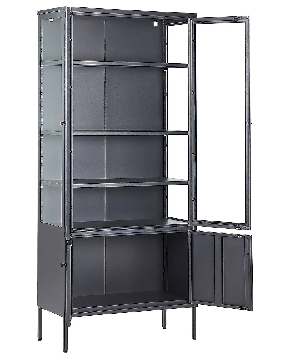 14/04/2027 Glass Display Cabinet 80 cm Metal Black Luper