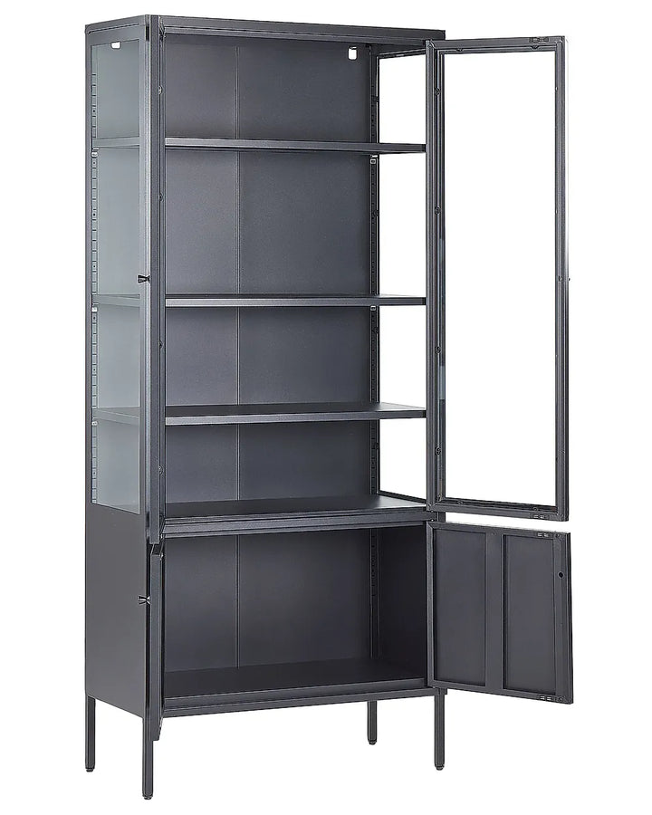 14/04/2027 Glass Display Cabinet 80 cm Metal Black Luper