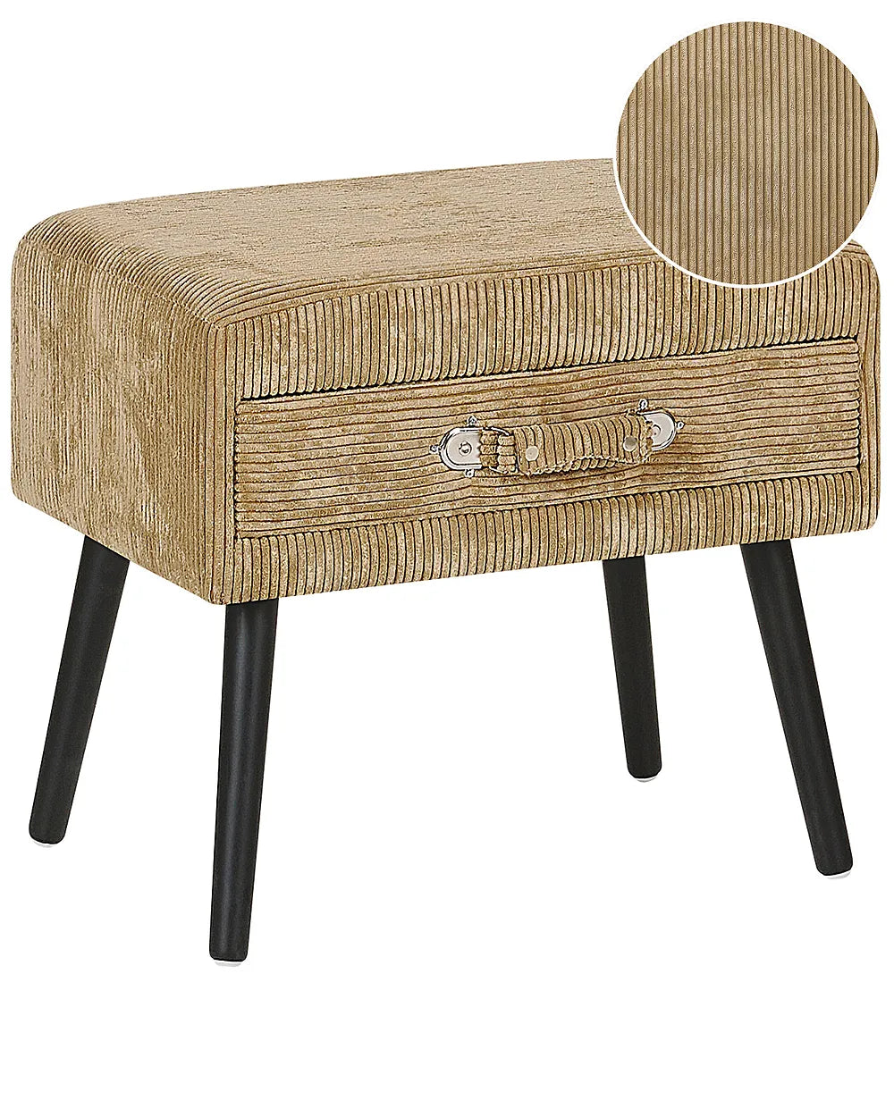 1 Drawer Bedside Table Corduroy Dark Beige Balom