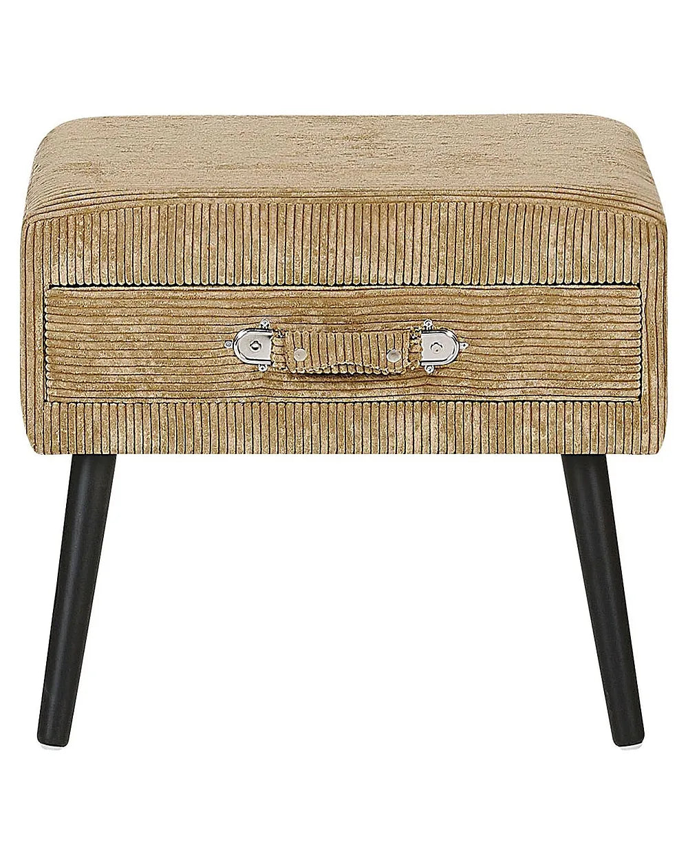 1 Drawer Bedside Table Corduroy Dark Beige Balom