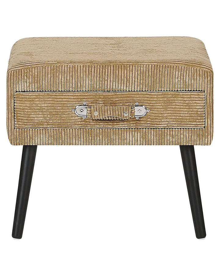 1 Drawer Bedside Table Corduroy Dark Beige Balom