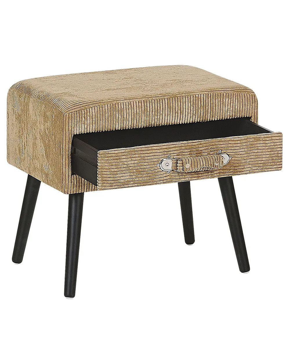 1 Drawer Bedside Table Corduroy Dark Beige Balom