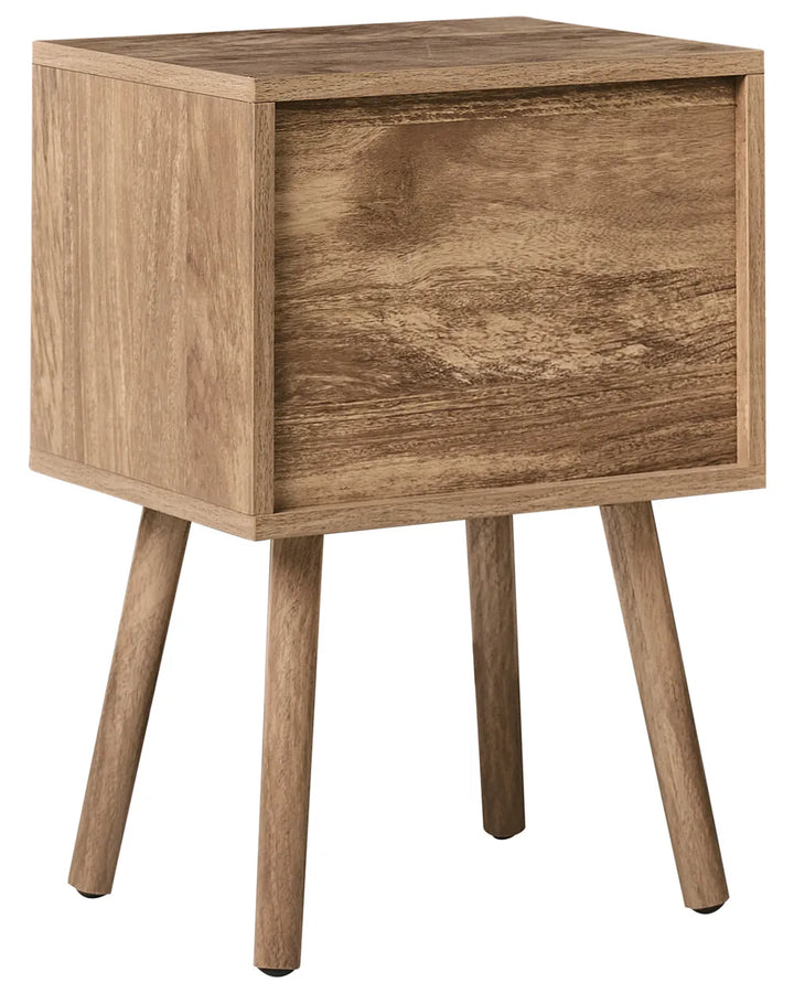 2 Drawer Bedside Table Light Brown Nina