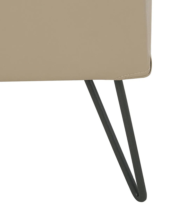 1 Drawer Bedside Table Faux Leather Beige Leavitt