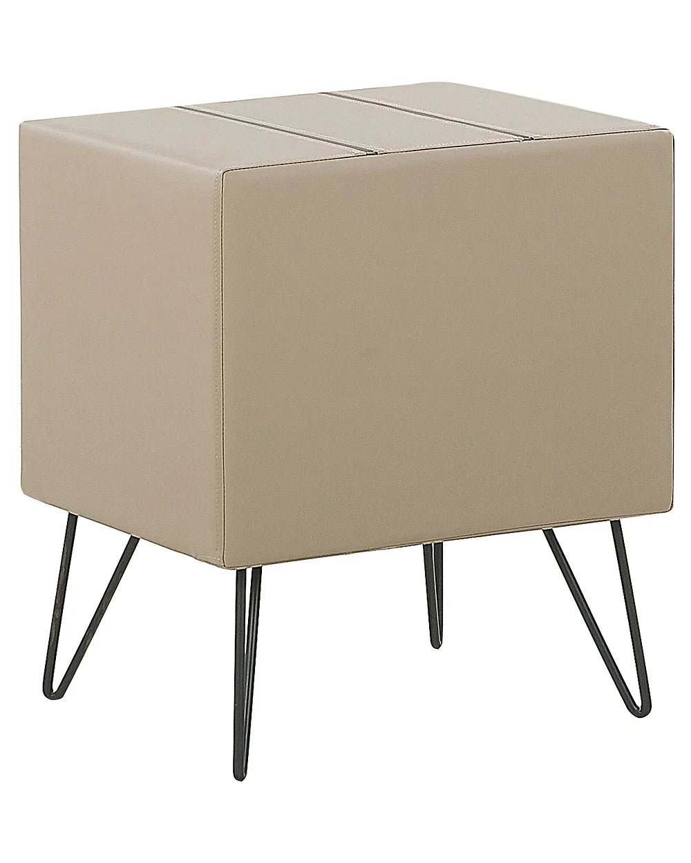 1 Drawer Bedside Table Faux Leather Beige Leavitt