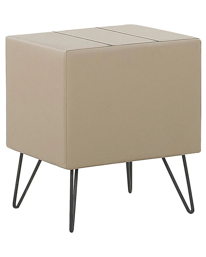1 Drawer Bedside Table Faux Leather Beige Leavitt