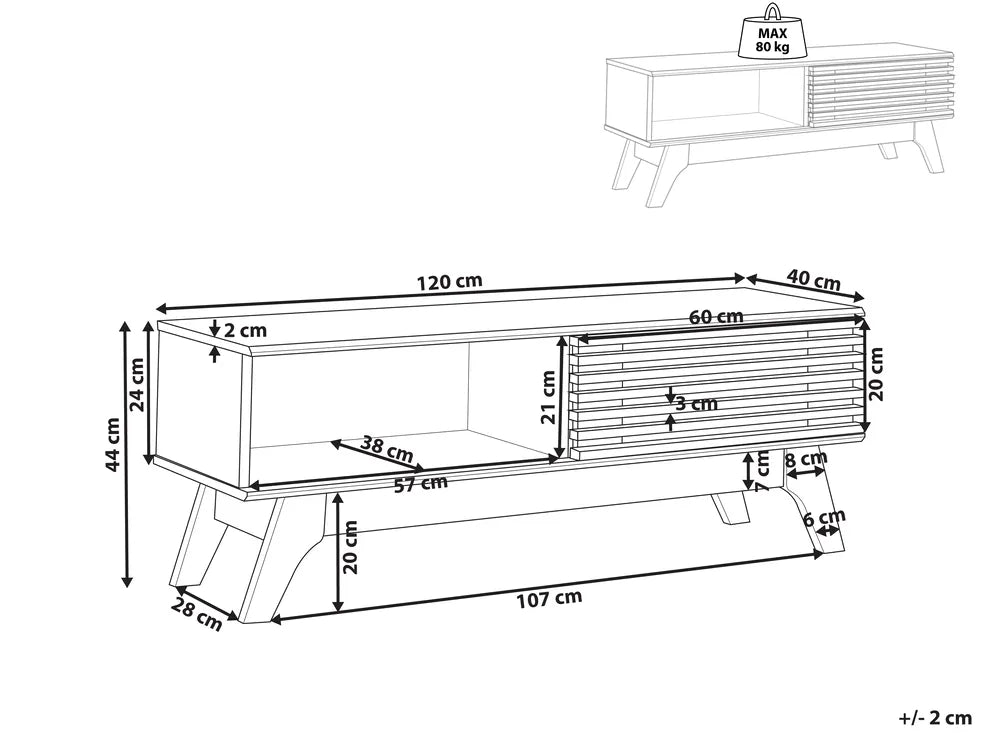 TV Stand Dark Brown 120cm Migues