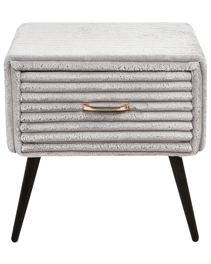 1 Drawer Bedside Table Corduroy Light Grey Guilford
