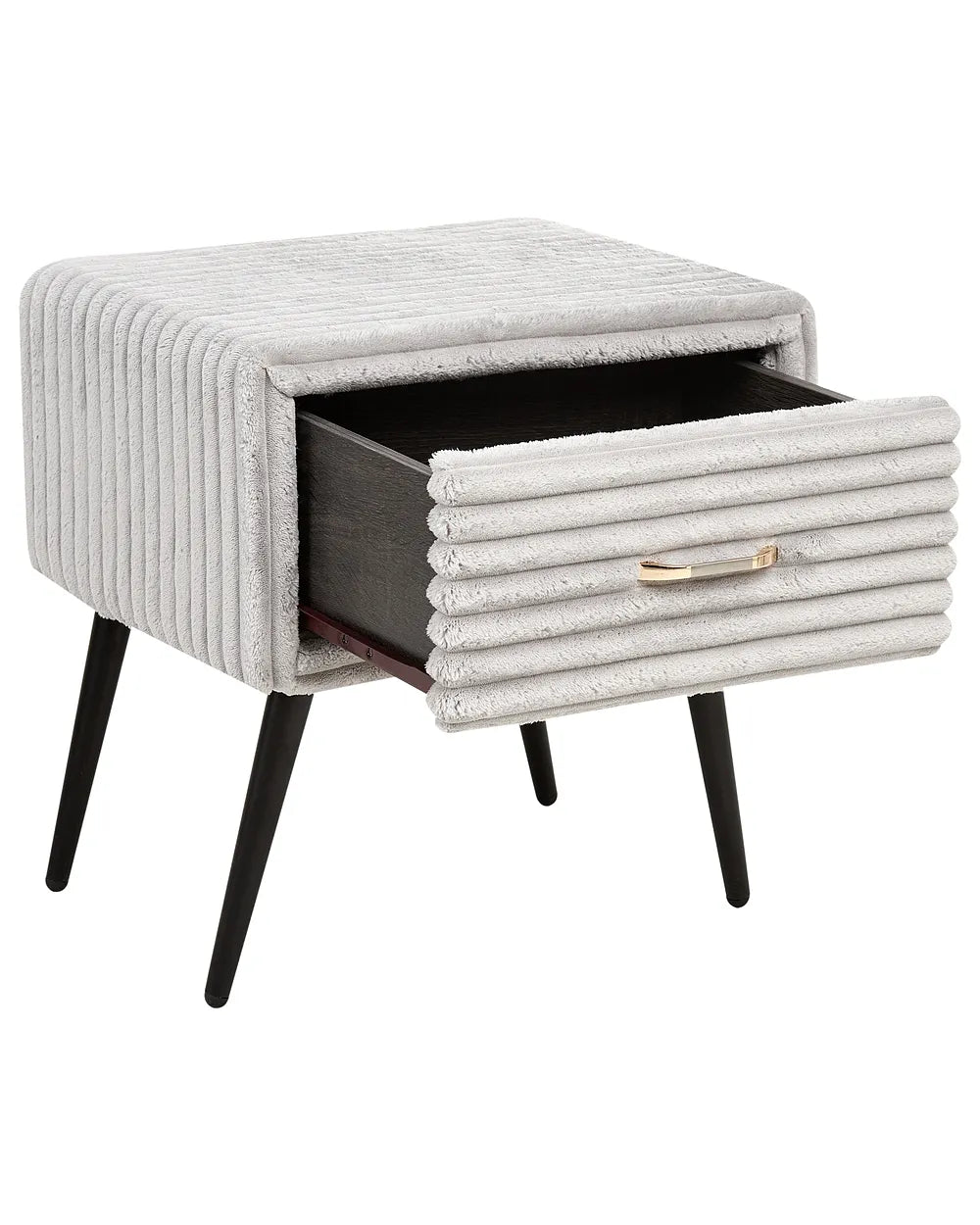 1 Drawer Bedside Table Corduroy Light Grey Guilford
