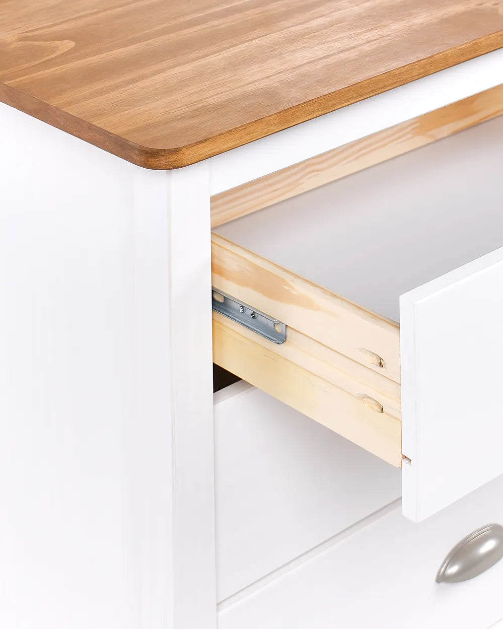 2 Drawer Bedside Table Pine Wood Brown/ White Collynns