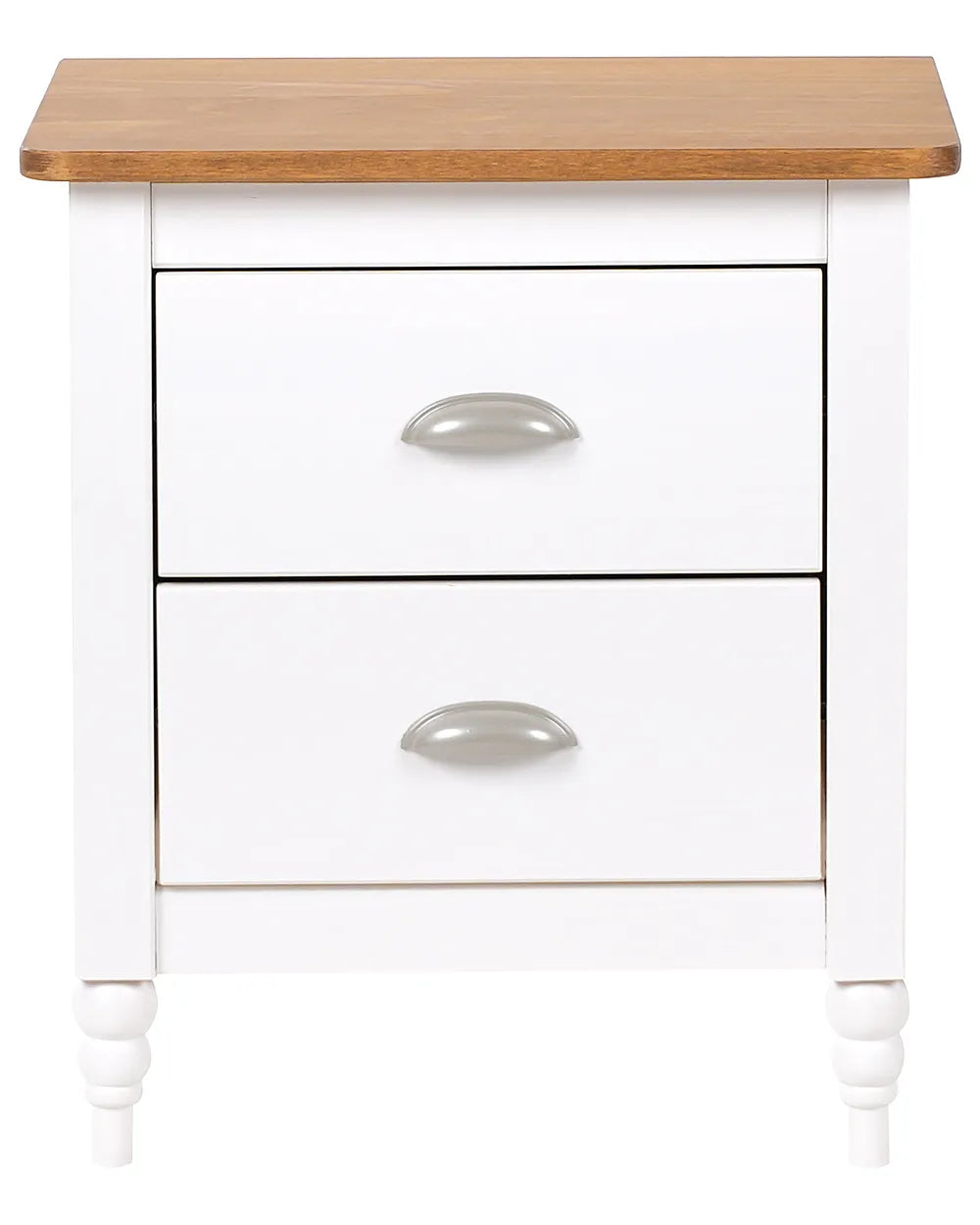 2 Drawer Bedside Table Pine Wood Brown/ White Collynns