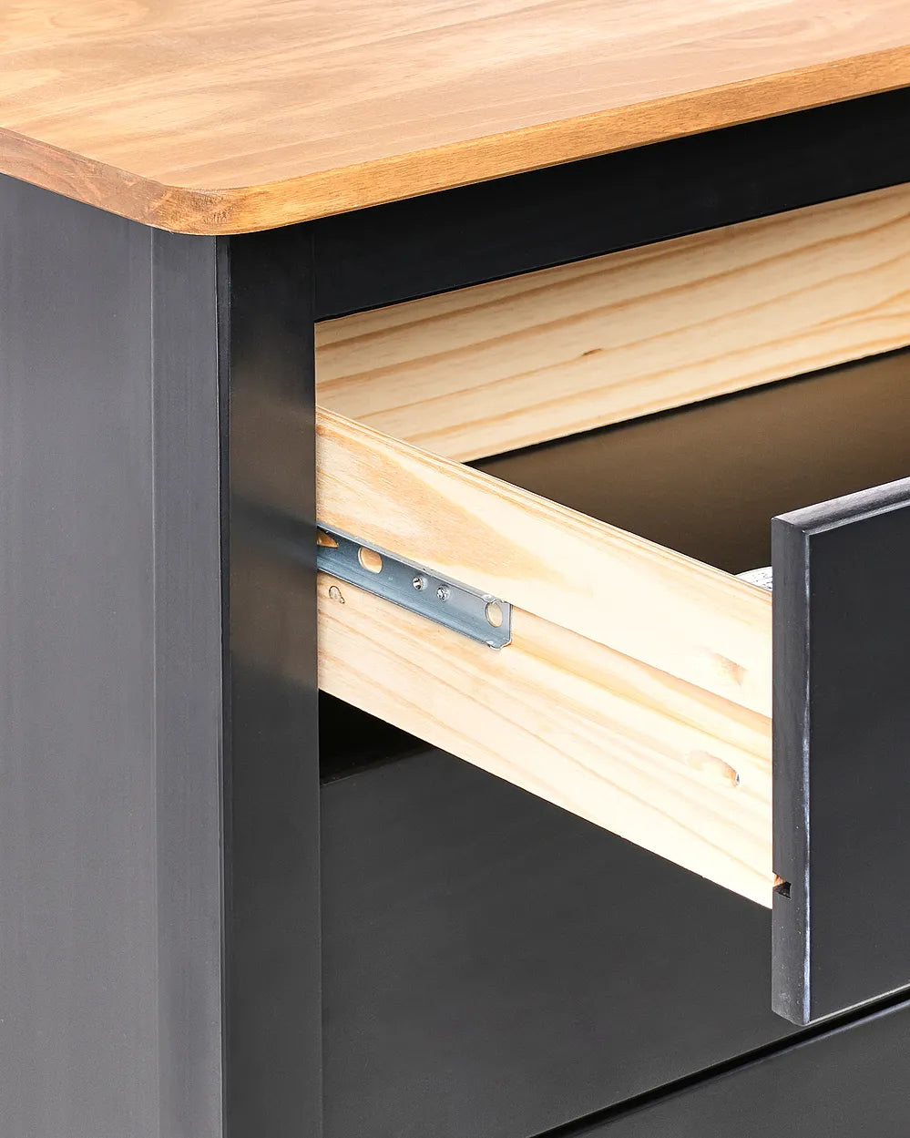 2 Drawer Bedside Table Pine Wood Brown/ Black Collynns