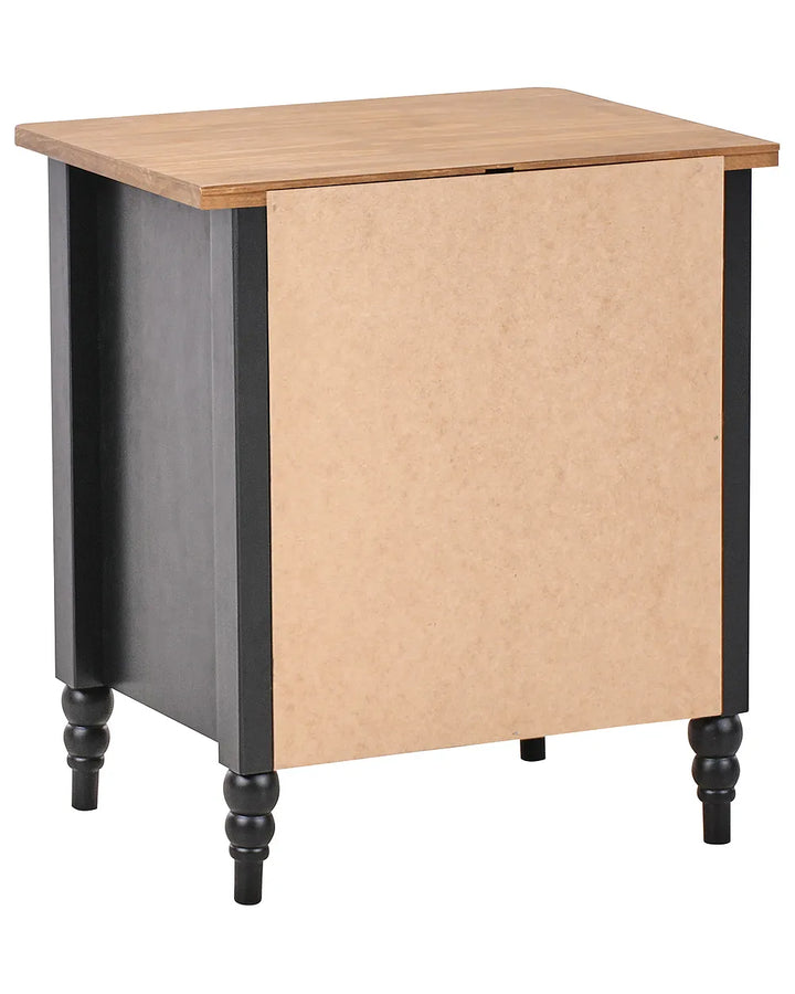 2 Drawer Bedside Table Pine Wood Brown/ Black Collynns