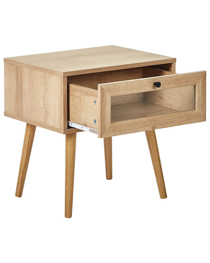 1 Drawer Bedside Table Light Brown Dawna