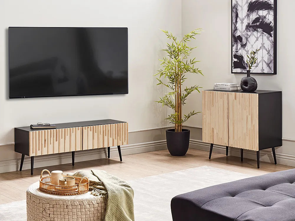 Contemporary light wood television stand for living room