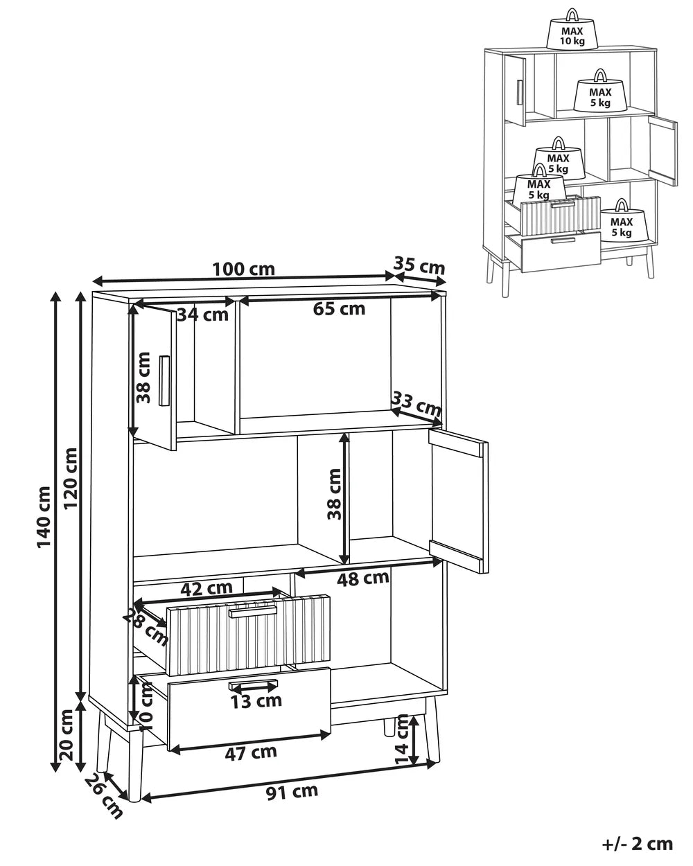 Shelving Unit 140 cm Light Brown Drake