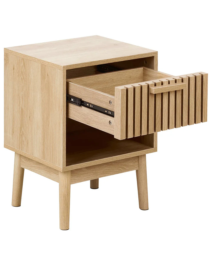 1 Drawer Bedside Table Light Brown Drake