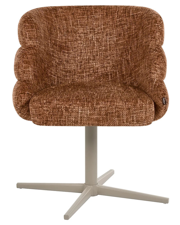 Modern dining chair with golden brown fabric