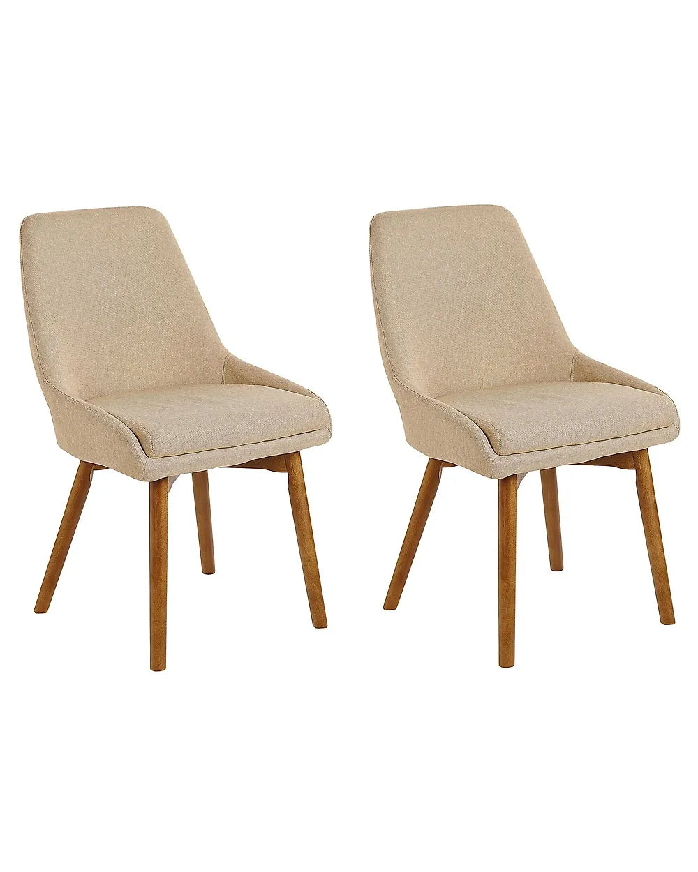 Set of 2 beige fabric dining chairs