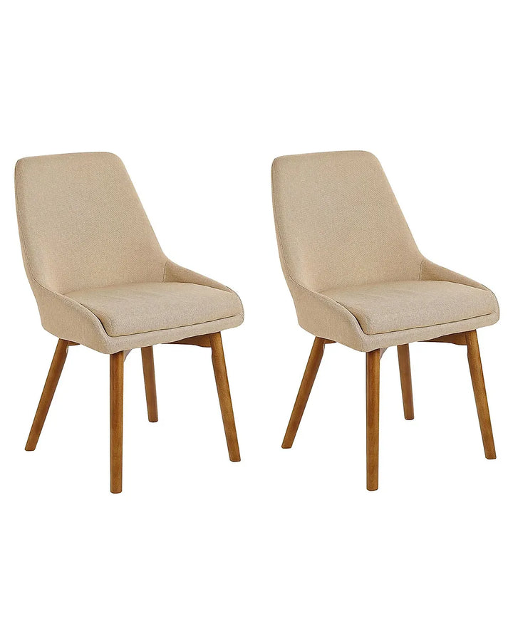 Set of 2 beige fabric dining chairs