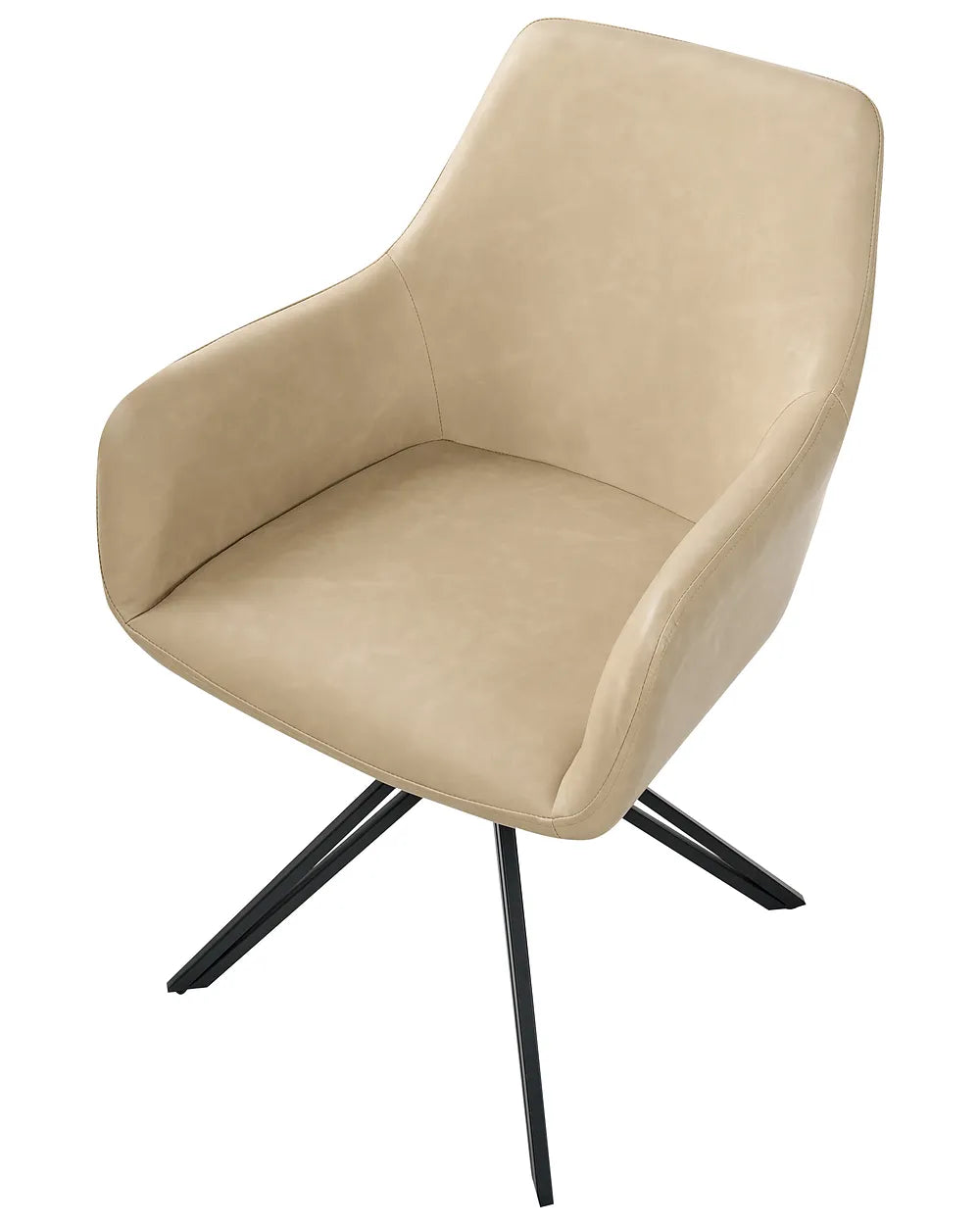 Set of 2 Dining Chairs Swivel Faux Leather Beige Tokyo