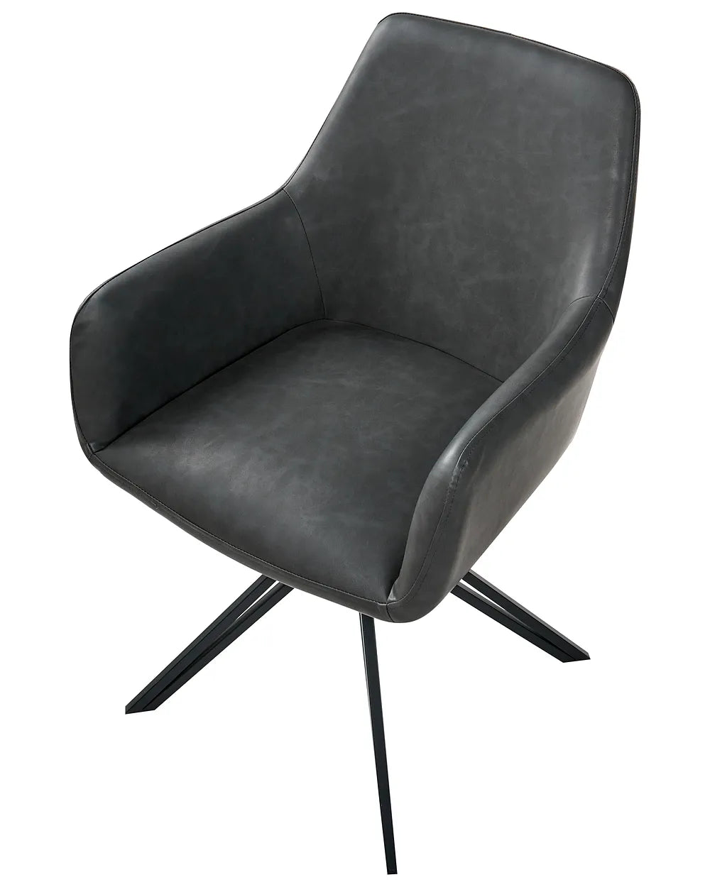 Set of 2 Dining Chairs Swivel Faux Leather Black Tokyo