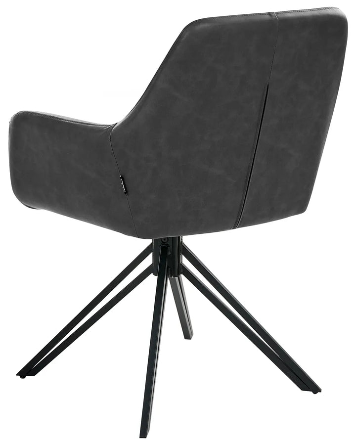 Set of 2 Dining Chairs Swivel Faux Leather Black Tokyo