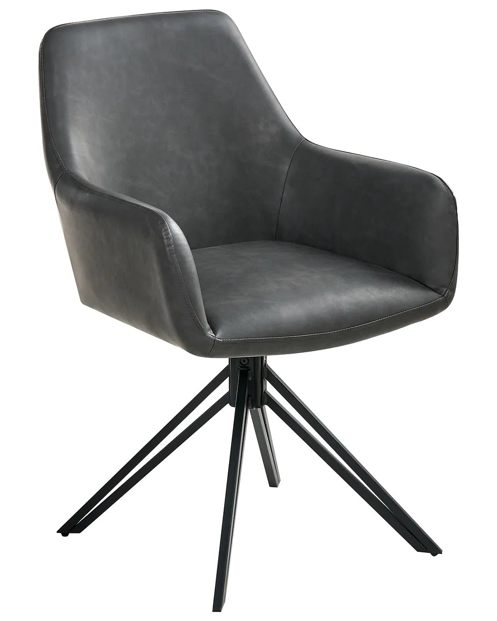 Black faux leather dining chairs with padded seats